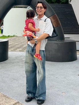 「アイテム（ハンドバッグ）」を使った、休日パパの服さん（メンズ・160cm）の夏コーディネート