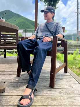 「アイテム（ハンドバッグ）」を使った、休日パパの服さん（メンズ・160cm）の夏コーディネート