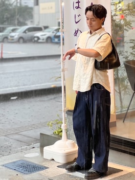 「アイテム（ハンドバッグ）」を使った、休日パパの服さん（メンズ・160cm）の夏コーディネート