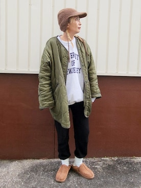 「アイテム（スリッポン）」を使った、sporoさん（レディース・157cm）の冬コーディネート