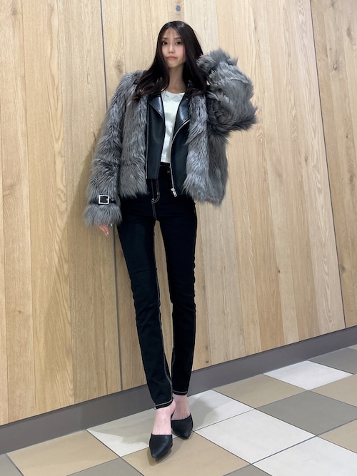 レイヤードエコファーベストライダースジャケット ジェイダ GYDA 【2WAY】レイヤードエコファーベストライダース