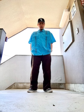 「アイテム（キャップ）」を使った、鳥居ですさん（メンズ・172cm・20代）の夏コーディネート