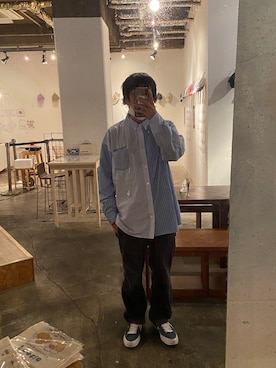 「WIND AND SEA（ウィンダンシー）のアイテム（シャツ/ブラウス、ブルー系）」を使った、goodwalkinuedaさん（メンズ・170cm）の秋コーディネート