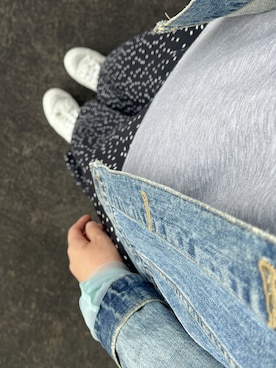 「ドットパンツ」｜「アイテム（デニムジャケット）」を使った、rinrin26さん（レディース・163cm）の春コーディネート