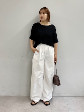 「Omekashi（オメカシ）のダブルストラップサンダル（サンダル、ブラック系）」を使った、yukaさん（レディース・159cm）の夏コーディネート