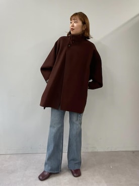 「Omekashi（オメカシ）のダブルフェイスドルマンコート（その他アウター）」を使った、yuka083さん（レディース・159cm）の秋コーディネート