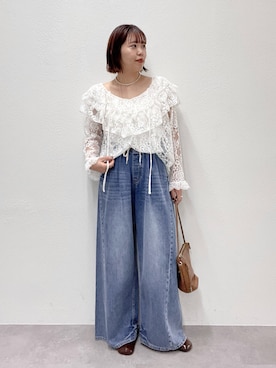 「アイテム（スリッポン）」を使った、yuka083さん（レディース・159cm）の冬コーディネート