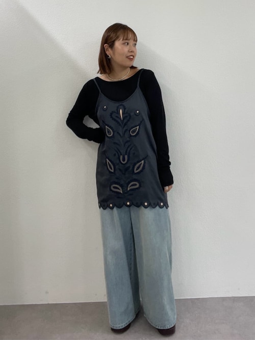 omekasi黒の刺繍キャミチュニック omekasi黒の刺繍キャミチュニック