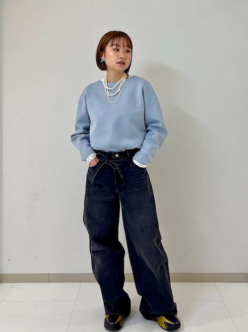 手洗い可能〉ラッセル レース クルーネック カットソー（Tシャツ