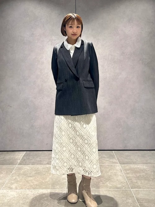 SHIPS Primary Navy Label:〈手洗い可能〉シルク混 レース 襟 プル