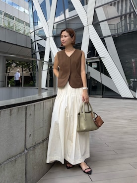 「IACUCCI（イアクッチ）のラーナ S ALCE（ショルダーバッグ）」を使った、かりんさん（レディース・153cm）の夏コーディネート