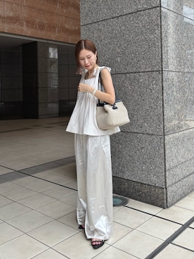 「ワントーンスタイル」｜かりんさん（レディース・153cm）の夏コーディネート