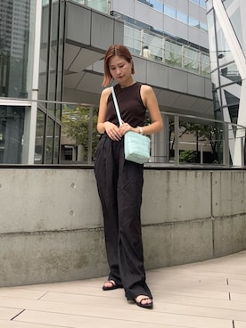 「ブラウン×ブラック」｜かりんさん（レディース・153cm）の夏コーディネート