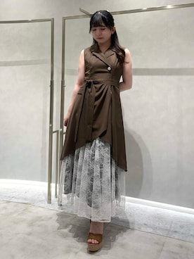 「アイテム（ワンピース/ドレス、ブラウン系）」を使った、rioさん（レディース・149cm）の春コーディネート