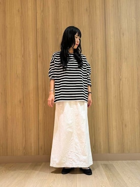 「かぐれ（カグレ）のボーダーワイドカットソー（Tシャツ/カットソー）」を使った、RIE/yoshidaさん（レディース・164cm）の秋コーディネート