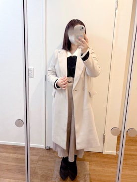 「アイテム（スカート、ベージュ系）」を使った、cacoさん（レディース・159cm）の冬コーディネート