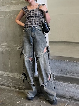 「EMODA（エモダ）のアイテム（タンクトップ）」を使った、菅 桜さん（レディース・160cm）の夏コーディネート