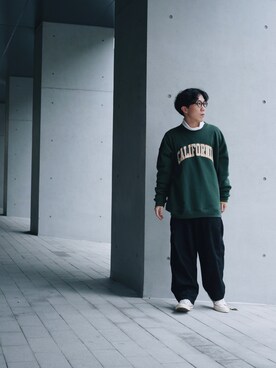 「アイテム（その他シューズ、ホワイト系）」を使った、Jin Huangさん（メンズ・163cm）の冬コーディネート