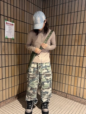 「WHITELAND（ホワイトランド）のWHITELAND/ホワイトランド/RIB STAND ZIP LS TEE（Tシャツ/カットソー）」を使った、syunさん（メンズ・170cm）の春コーディネート