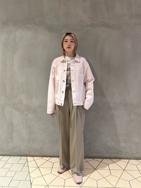 「BEAUTY&YOUTH UNITED ARROWS(ビューティーアンドユースユナイテッドアローズ)のコットンツイルジャケット ウォッシャブル(その他アウター、ピンク系)」を使った、asou suguriさん(レディース・161cm)の春コーディネート