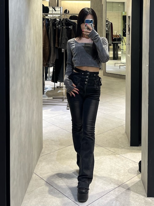 セール】サイドオープンハイウエストフレアパギンス（デニムパンツ