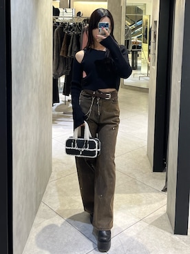 「アイテム（ベルト）」を使った、関口優香さん（レディース・155cm）の秋コーディネート