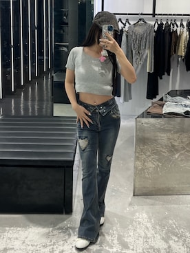 「EMODA（エモダ）のアイテム（帽子）」を使った、関口優香さん（レディース・155cm）の春コーディネート