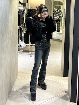 「厚底ブーツ」｜「アイテム（ブルゾン）」を使った、関口優香さん（レディース・155cm）の秋コーディネート