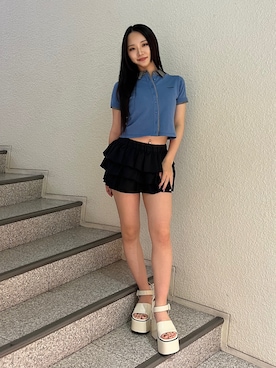 「EMODA（エモダ）のアイテム」を使った、関口優香さん（レディース・155cm）の夏コーディネート