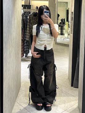 「ワイドシルエット」｜関口優香さん（レディース・155cm）の秋コーディネート