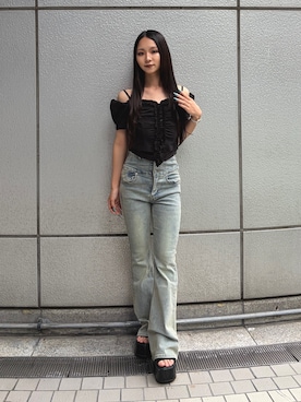 「EMODA（エモダ）のアイテム」を使った、ユカさん（レディース・155cm）の夏コーディネート