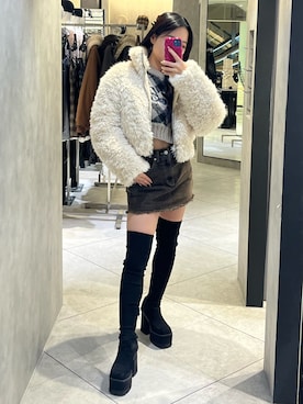 「アイテム（ブルゾン）」を使った、関口優香さん（レディース・155cm）の冬コーディネート