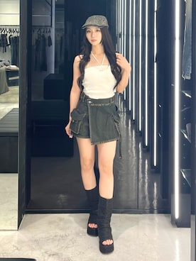 「EMODA（エモダ）のアイテム」を使った、関口優香さん（レディース・155cm）の夏コーディネート