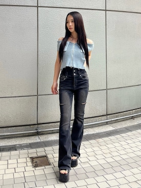 「EMODA（エモダ）のアイテム」を使った、関口優香さん（レディース・155cm）の夏コーディネート