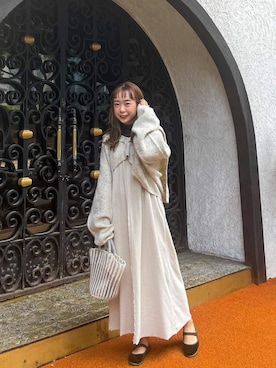 「littlebasketのアイテム（ワンピース/ドレス、ホワイト系）」を使った、peach .さん（レディース・156cm）の冬コーディネート