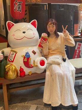 「littlebasketのアイテム（スカート、ホワイト系）」を使った、peach .さん（レディース・156cm）の冬コーディネート
