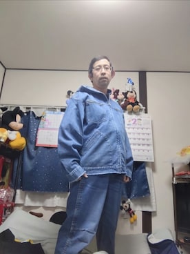 「GU（ジーユー）のアイテム（ジャケット/アウター、ブルー系）」を使った、astronomicalloveさん（メンズ・169cm）の春コーディネート