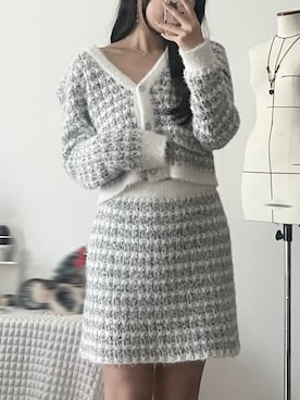 ツイードライクニットスカート（セットアップ可能）を使った人気