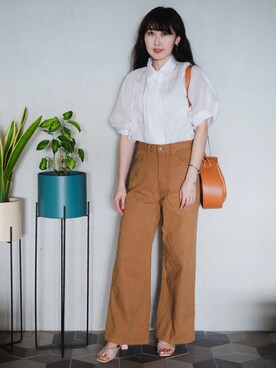 「yourzのアイテム（トップス、ホワイト系）」を使った、yululu. leさん（レディース・159cm）の冬コーディネート
