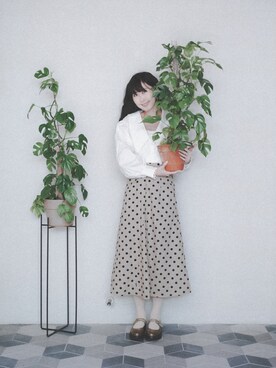 「grandmaのアイテム（スカート、ブラウン系）」を使った、yululu. leさん（レディース・159cm）の冬コーディネート