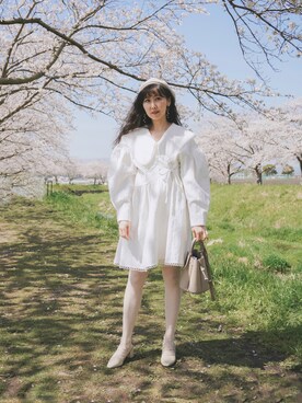 「Poleneのアイテム（バッグ、グレー系）」を使った、yululu. leさん（レディース・159cm）の冬コーディネート