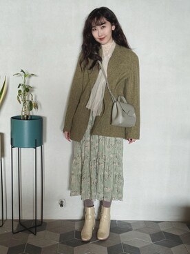 「Poleneのアイテム（バッグ、グレー系）」を使った、yululu. leさん（レディース・159cm）の冬コーディネート