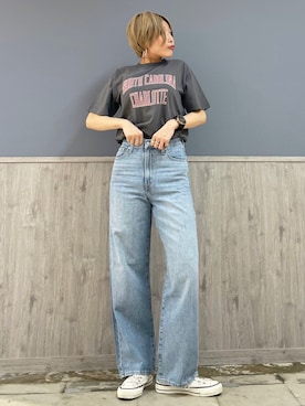 「アイテム（スニーカー、ホワイト系）」を使った、Naaachiさん（レディース・163cm）の夏コーディネート