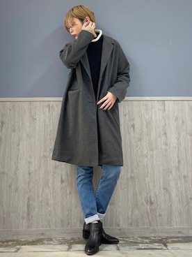 「アイテム（チェスターコート）」を使った、Naaachiさん（レディース・163cm・30代）の冬コーディネート