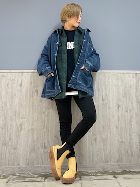 「サイドゴアブーツ」｜Naaachiさん（レディース・163cm）の冬コーディネート