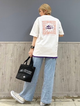 「カラー×コーデ」｜「アイテム（トートバッグ）」を使った、Naaachiさん（レディース・163cm）の春コーディネート