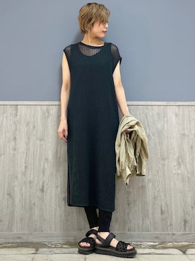 「透かし編みニット」｜Naaachiさん（レディース・163cm）の夏コーディネート