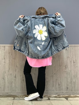 「アイテム（デニムジャケット）」を使った、Naaachiさん（レディース・163cm・30代）の冬コーディネート