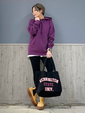 「チャンピオン」｜Naaachiさん（レディース・163cm）の冬コーディネート