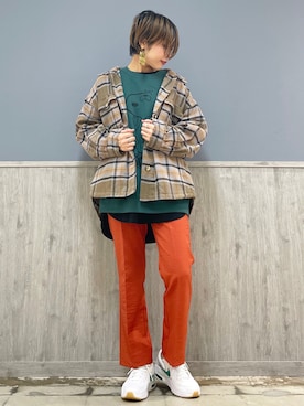 「PEANUTS（ピーナッツ）のアイテム」を使った、Naaachiさん（レディース・163cm）の秋コーディネート